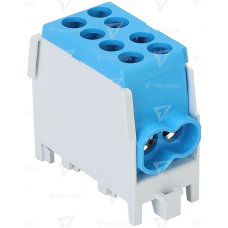 Clemă derivaţie 2.5-25mm2 Cupru si Aluminiu, fixare pe șină, Albastru ,2 intrari,2 iesiri Clemă derivaţie 2.5-25mm2 Cupru si Aluminiu, fixare pe șină, Albastru ,2 intrari,2 iesiri